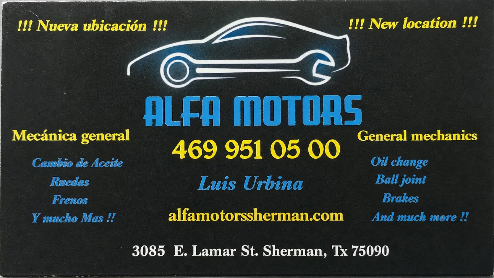 Alfa Motors business card